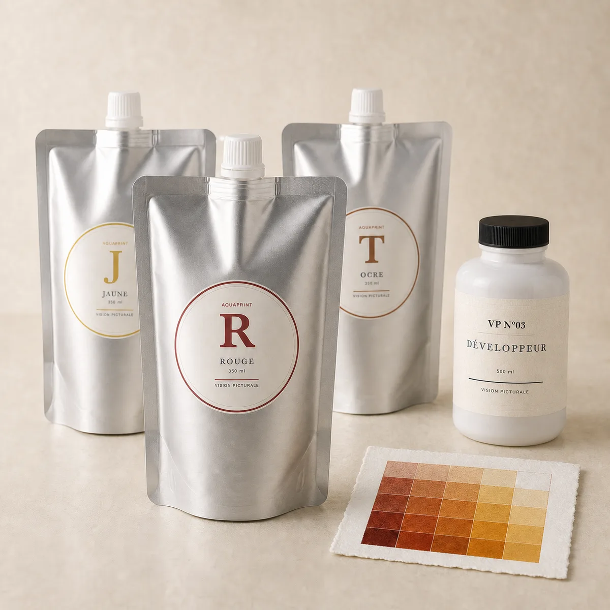 Coffret Aquaprint Sanguine — pochons J, T, R, VP N°03 et mire sanguine